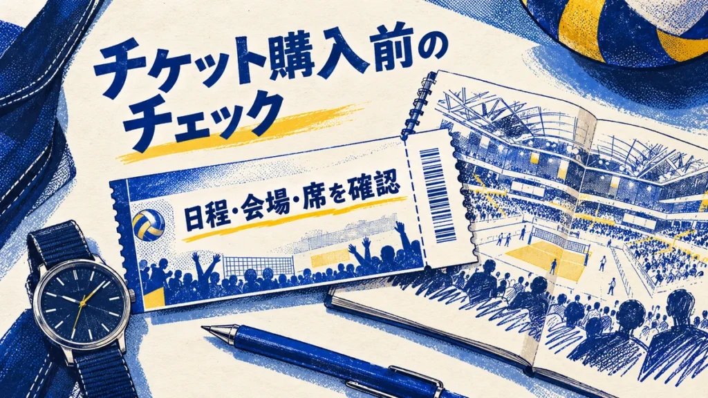 試合と会場、発売日時、席種と料金、受取方法の4チェック
