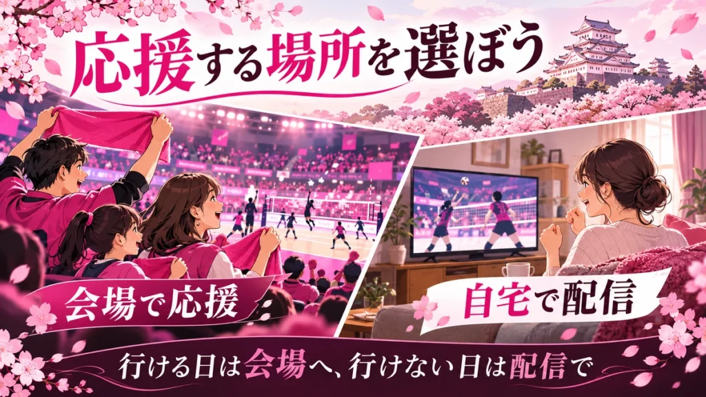 ヴィクトリーナ姫路を会場で応援する日と自宅で配信を見る日の比較