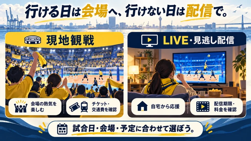 会場の熱気を楽しむ現地観戦と自宅から応援するLIVE・見逃し配信の選び方