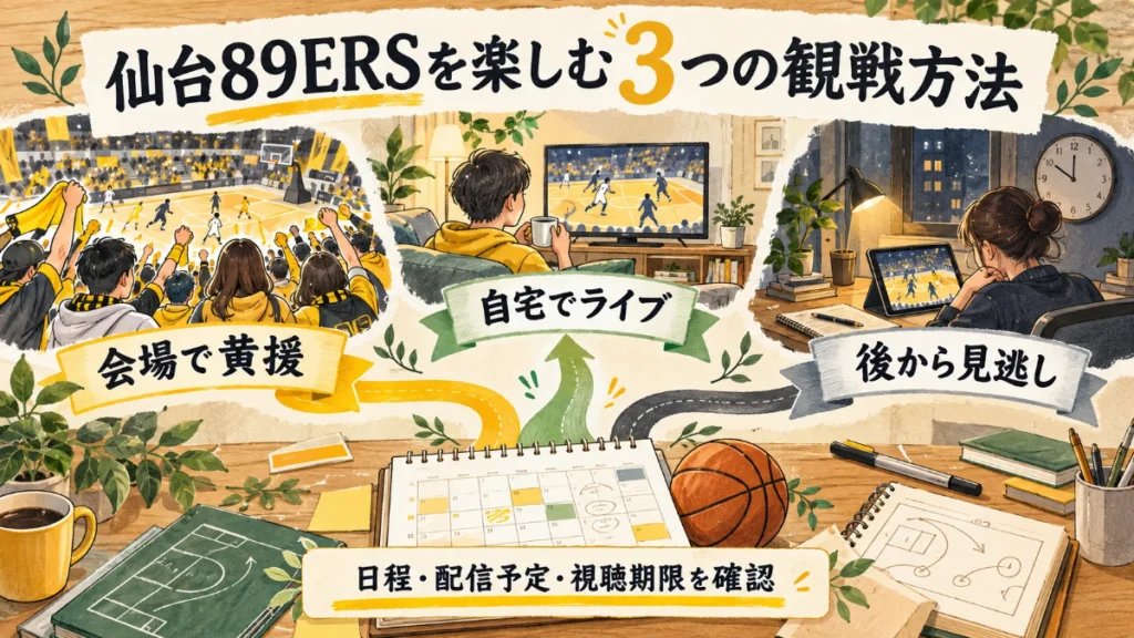 仙台89ERSを会場で黄援、自宅でライブ、後から見逃しで楽しむ3つの観戦方法