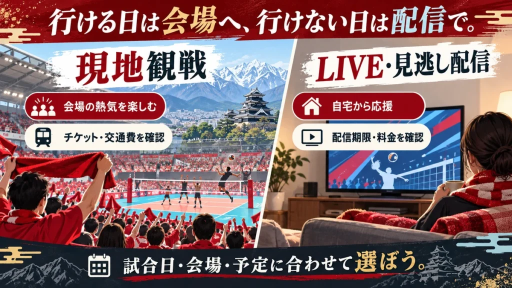 信州松本トライデンツを会場で応援する現地観戦と自宅のLIVE・見逃し配信の比較