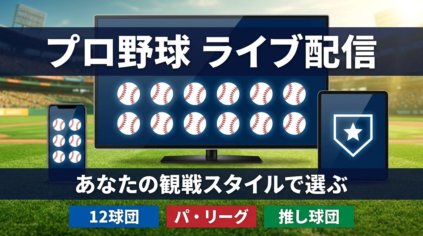 プロ野球ライブ配信を12球団、パ・リーグ、推し球団の観戦スタイルから選ぶ案内