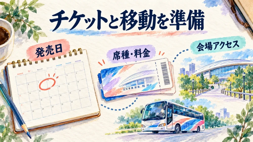 発売日・席種・会場アクセスの確認イメージ